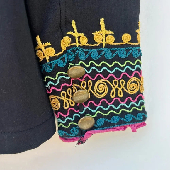 Double D Ranch Embroidered Black Jacket Festival Full Zip Western Sweater Small - Picture 5 of 10